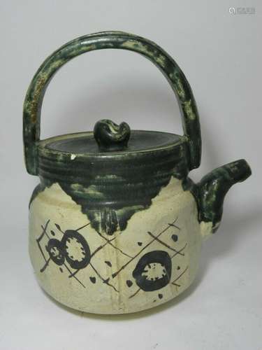 JAPANESE ORIBE TEAPOT/WATER KETTLE