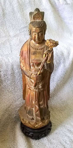 Japanese Gold Leaf Wooden Statue of 