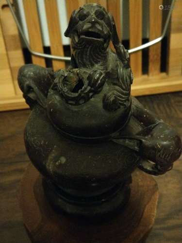 Japanese stone Jade Buddhist Incense Burner Elephant Foo dog  Lion sensor