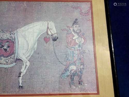 Vintage SAMURAI Japanese Warrior & Open Heart White Arabian ▬ Framed ART ❤️j8