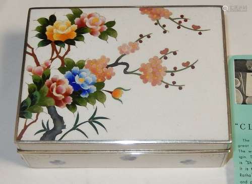 INABA FLORAL BLOSSOMS CLOISONNE WHITE ENAMEL SIGNED BOX