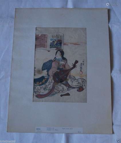 Antique Original Clr.Wdct Toyokuni III Japan (1786-1865) Block Print