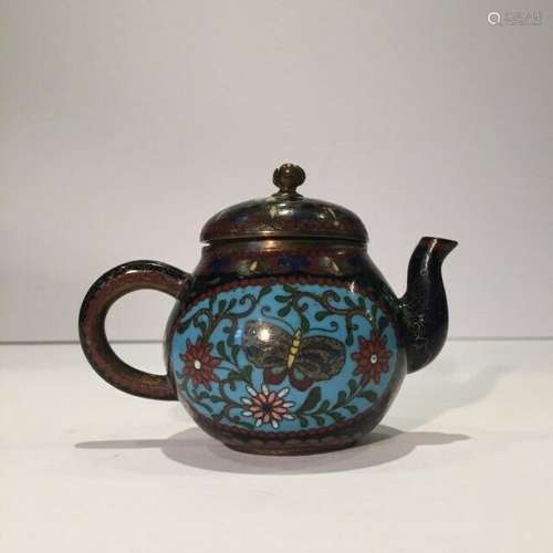 Antique Japanese Meiji Period Cloisonne Teapot