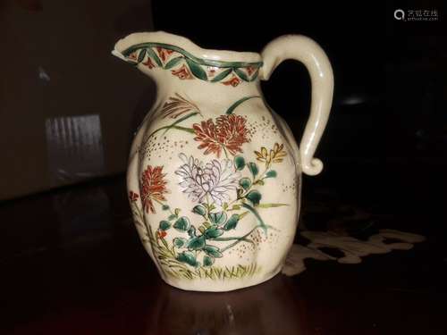 ANTIQUE JAPANESE CREAMER HAND PAINTED SIGNED