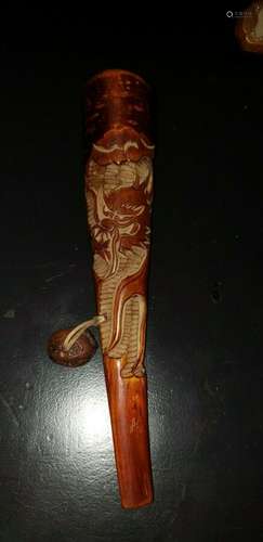 ANTIQUE JAPANESE EDO  CARVED WOODEN CIGARETTE HOLDERS collectible antique dragon