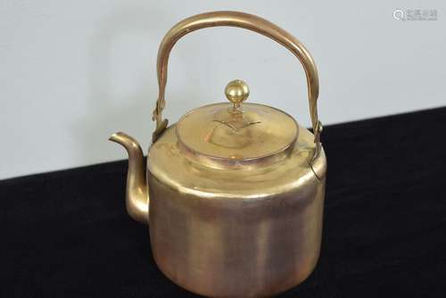 Antique Japanese Brass Sculpture Tea Kettle Tetsubin Chagama