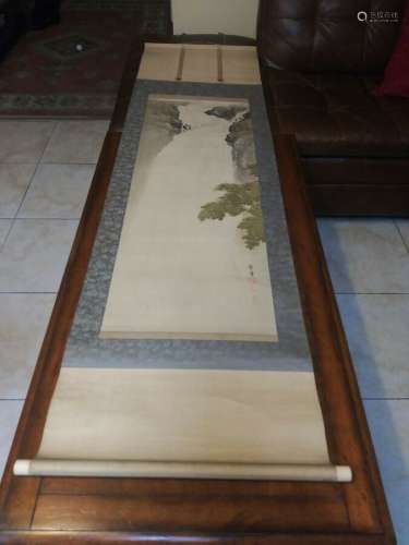 Antique JAPANESE HANGING SCROLL WATERFALL