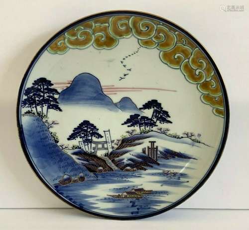 Fine Antique Japanese Meiji Fukagawa Porcelain Landscape Scene 10