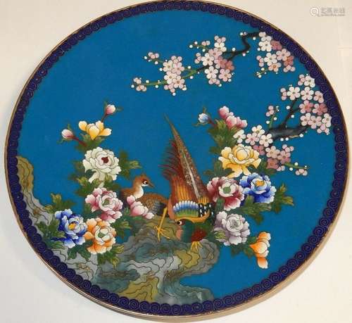 INABA CLOISONNE BLUE ENAMEL FLORAL BLOSSOM BIRD 7