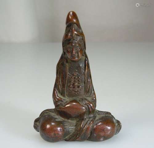 Antique Japanese Bronze Kannon Figure 2.75