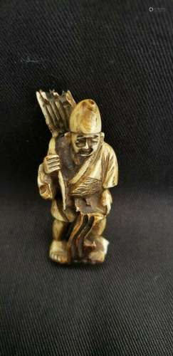 Japanese Netsuke Archer Signed