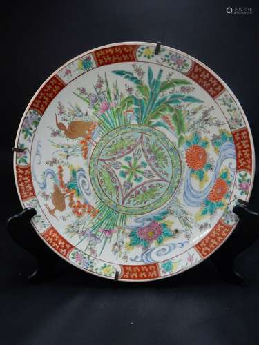 Gorgeous  Large Kutani Hand Painted Charger. 16  inches