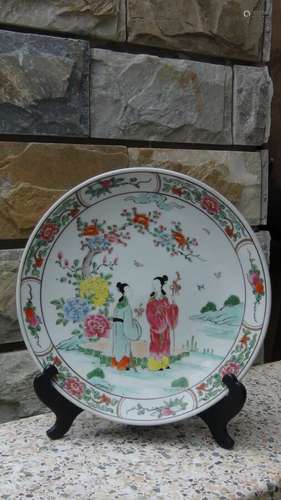 ANTIQUE 19C JAPANESE PORCELAIN HAND PAINTED POLYCHROME CHARGER ,MARKED