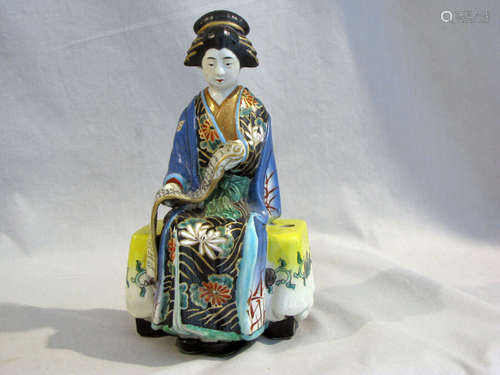 Vintage ANTIQUE JAPANESE KUTANI PORCELAIN GEISHA  - LAMP BASE