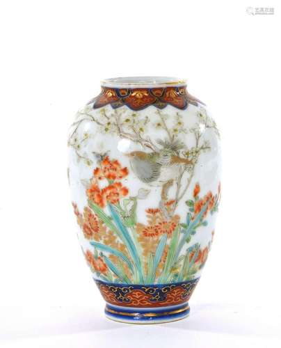 1910's Japanese Koransha Porcelain Vase Bird Flower Marked