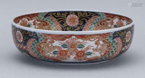 19th C. Japanese Imari Meiji  Dragon Phoenix Bowl 11 Inch Diameter