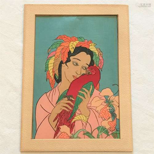 Paul Jacoulet (1896-1960) Woodblock Print. Chagrin d'Amour. 4