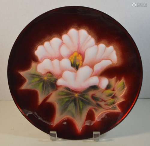 Vintage Ando Japanese Cloisonné Tray with Flower