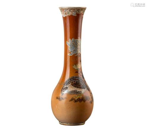 An Antique Japanese Satsuma Pottery Quail Decorated Vase