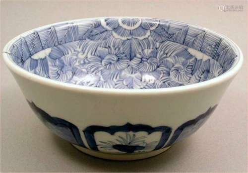 Very Unusual Japanese Ko Imari Blue and White Bowl 19c