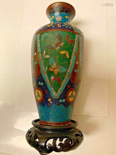 Antique Japanese Cloisonné Vase with Sandstone Coloration, Circa 1900