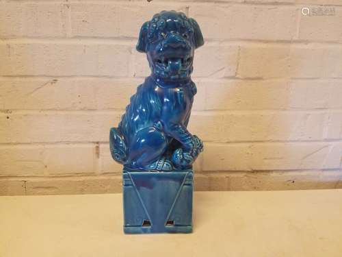 Vintage Japanese Porcelain Turquoise Foo Dog Statue