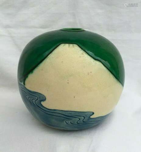 Antique Japanese Awaji Movement Pottery Vase