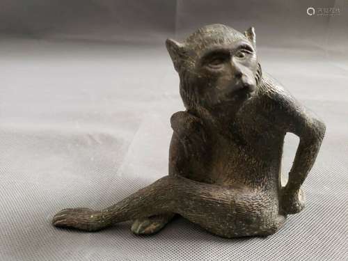 Japanese Bronze Okimono  Monkey