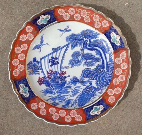 rare old Japanese Imari charger plate with Lo Shu turtle