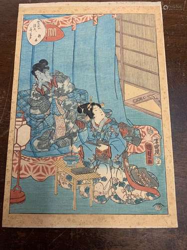 Vintage  Kunisada (Japanese)  Original Woodblock Print