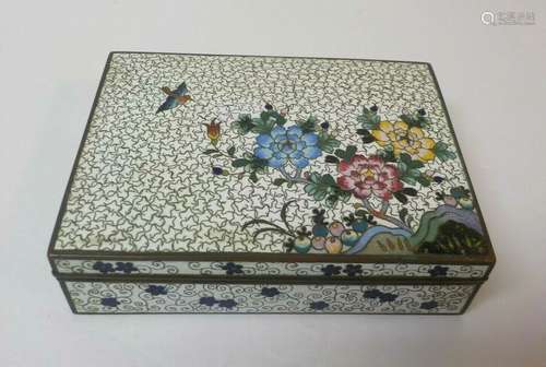 Vintage Cloisonne on Bronze Smoker's Set, Box, 2 Ashtrays & Match Holder