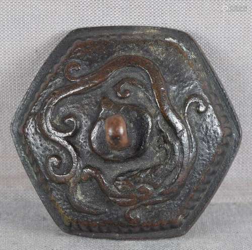 18c bronze SUIGARAAKE netsuke DRAGON & PEARL