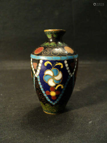 NICE ANTIQUE JAPANESE MINIATURE CLOISONNE ENAMEL VASE