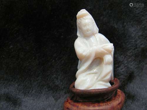 Rare JAPANESE -Iridescent OPAL Gem Stone Netsuke - KWAN YIN #1