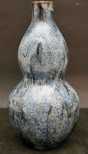 Japanese Studio double-gourd glazed Stoneware Vase w/ impressed mark