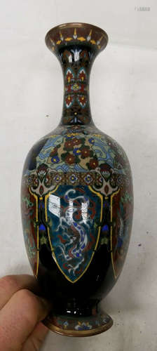 Antique Vintage Japanese Cloisonne Vase With Dragon and Phoenix Decoration As Is