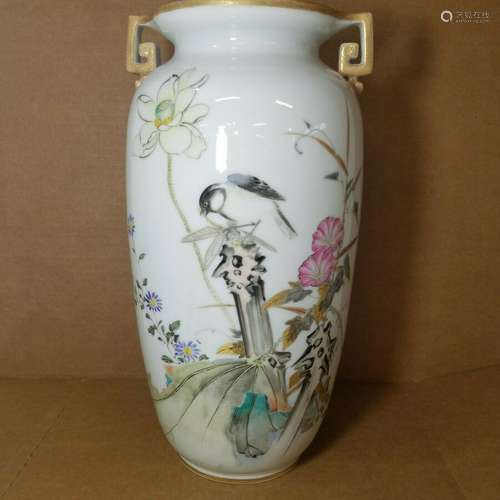 JAPANESE STUDIO PORCELAIN VASE BY KAWAMOTO MASUKICHI DAMAGED CONDITION