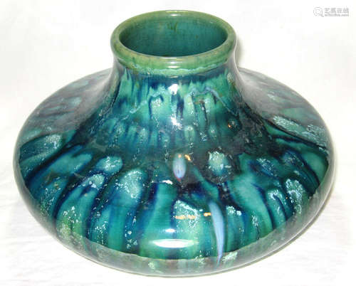 Extraordinary Kyoto Squat Vase, Selection From Japanese Art Pottery Collection