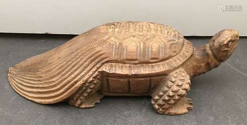 3Japanese Taisho Wood Okimono - Minogame Turtle