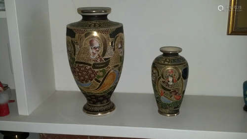 PAIR OF VINTAGE JAPANESE MORIAGE SATSUMA  VASES