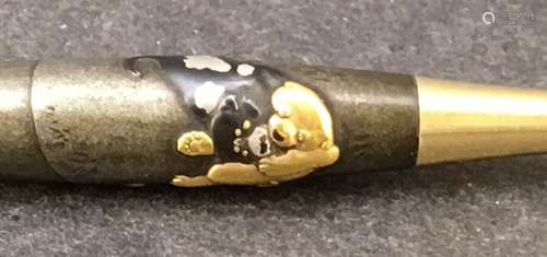 Important Japanese Edo Bamboo Tobacco Pipe with Multi-metal Inlays