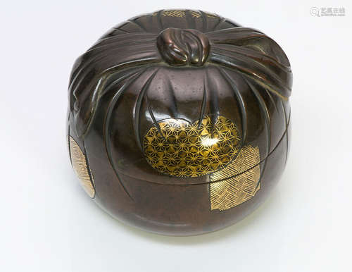 Antique Japanese Bronze Gold Bow Box