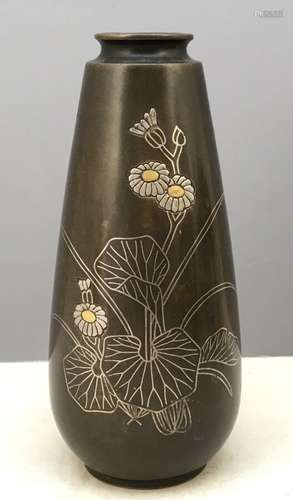 Japanese Meiji 19th Century Multi- Metal Vase