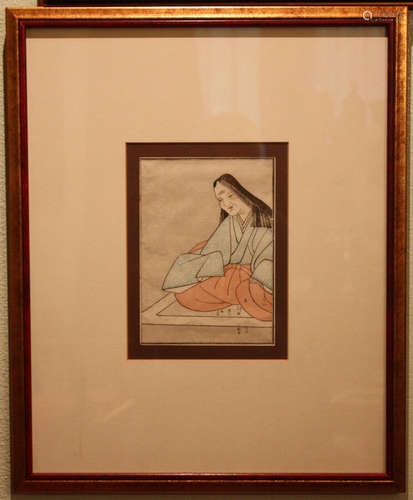 ANTIQUE JAPANESE WOODBLOCK PRINT - SIGNED, FRAMED