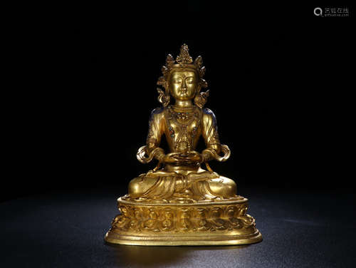 CHINESE GILT BRONZE BUDDHA