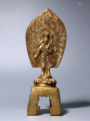 CHINESE GILT BRONZE BUDDHA CHAIR