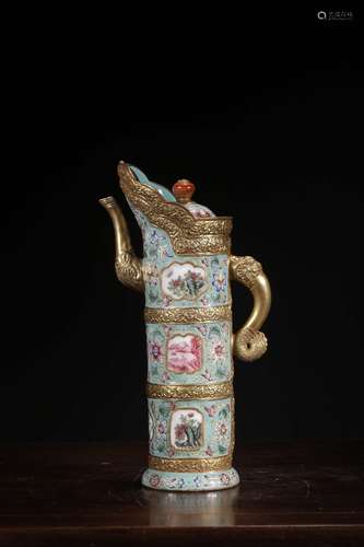 CHINESE FAMILLE ROSE BOTTLE, QIANLONG MARK