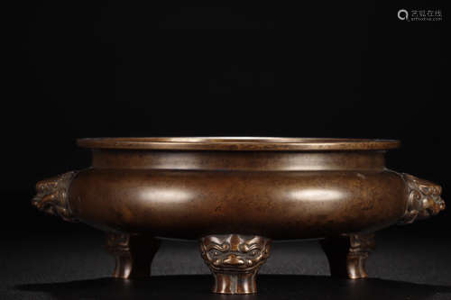 CHINESE BRONZE  CENSER, QING DYNASTY