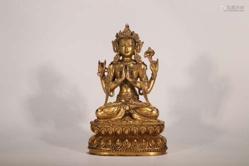 CHINESE BRONZE GUANYIN STATUE, YONGLE MARK