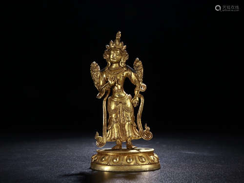 CHINESE GILT BRONZE GUANYIN